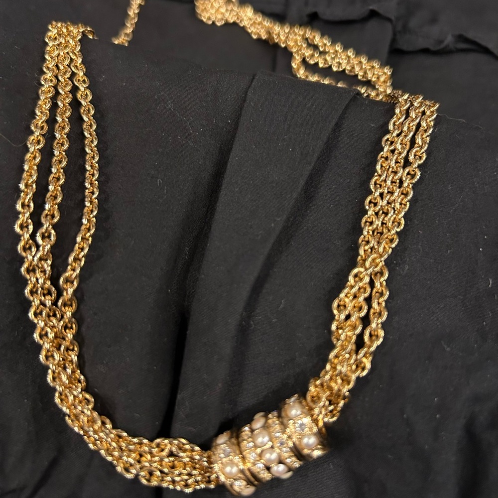 New Vintage Christian Dior Pearl and Crystal Necklace